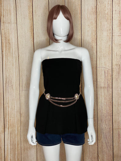 Black Tube Top with Side Pockets